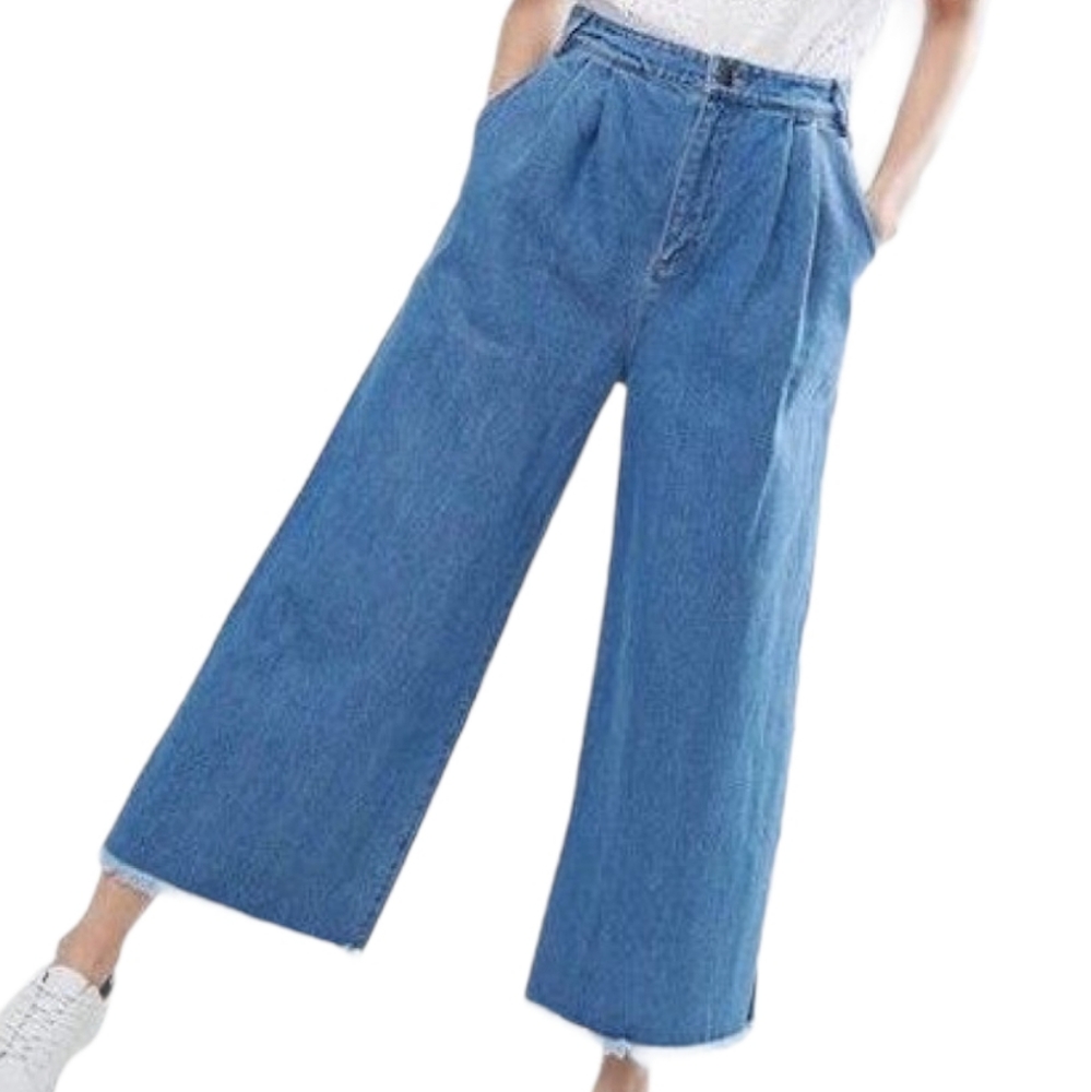 EUC J.O.A. Los Angeles wide leg raw hem crop jeans